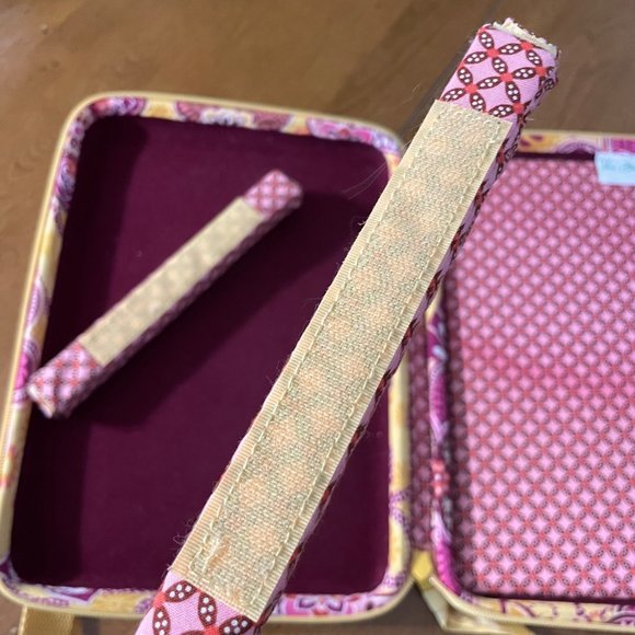 Vera Bradley Bali‎ Gold Table Hard Case Holder With Shoulder Strap Zip Up - Picture 9 of 12